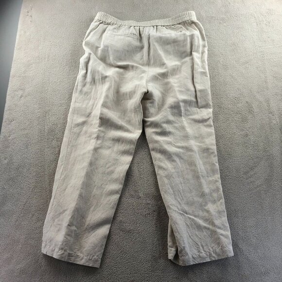 JM Collection Women's Pants Size PM Linen Blend Straight Leg Elastic Waist Beige - Picture 12 of 13